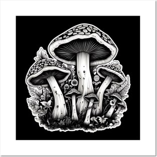 Ink mushrooms Posters and Art